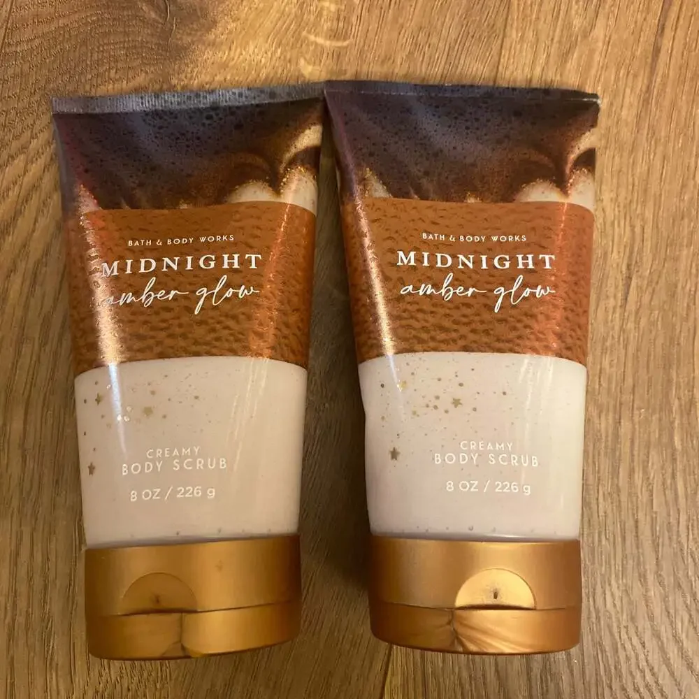 Bath Body Works 2x Midnight Amber‎ Glow Creamy Body Scrub 8 oz